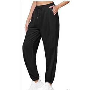 Women's Size XXL High Waist Drawstring Lounge Sweatpants with Pockets Black New